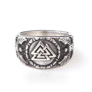 Valknut Raven Stainless Steel Viking Ring