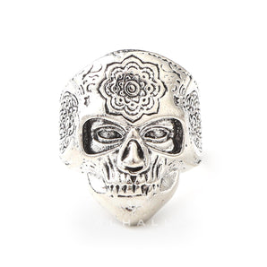 Mandala Flower Copper Skull Ring