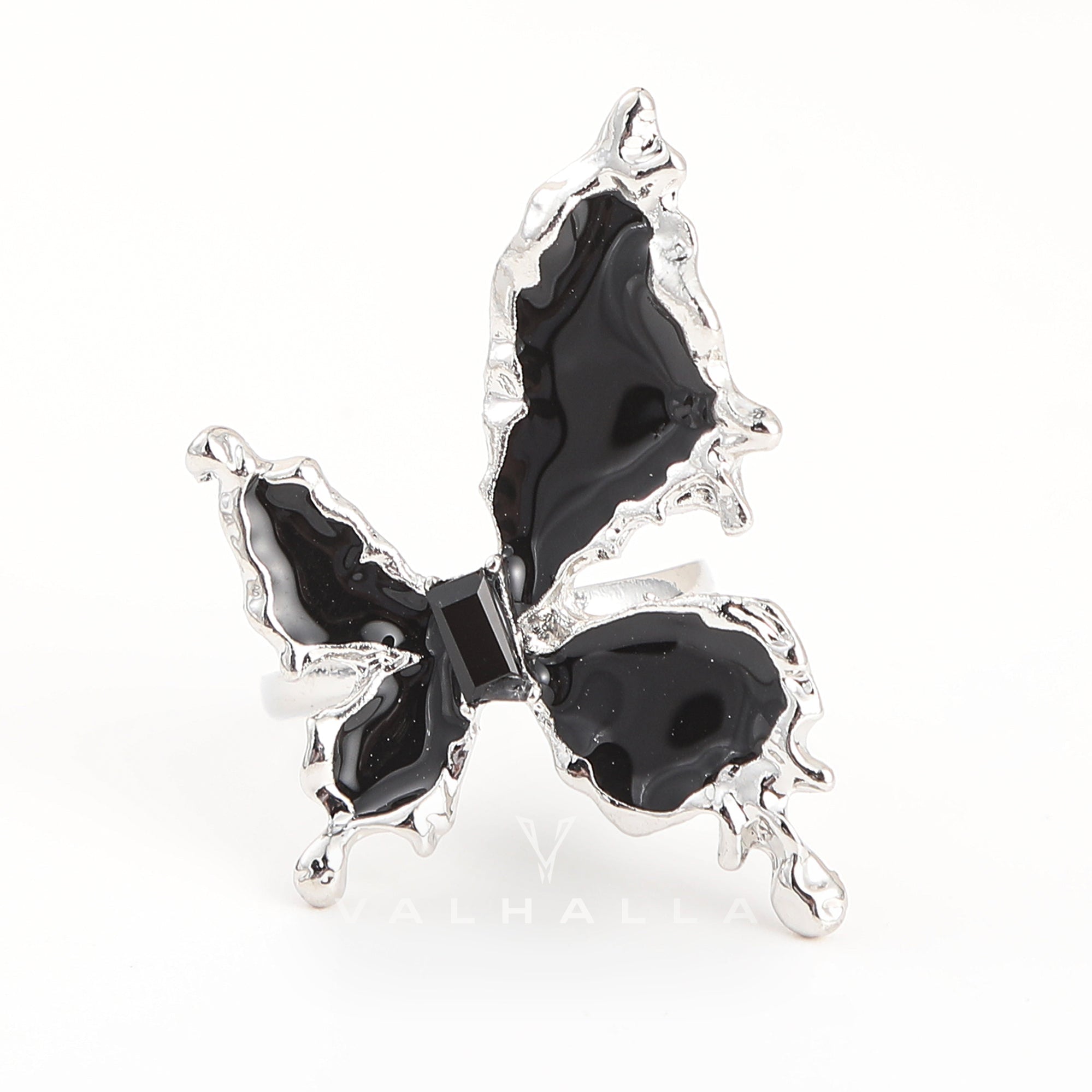 Black Liquid Butterfly Alloy Ring