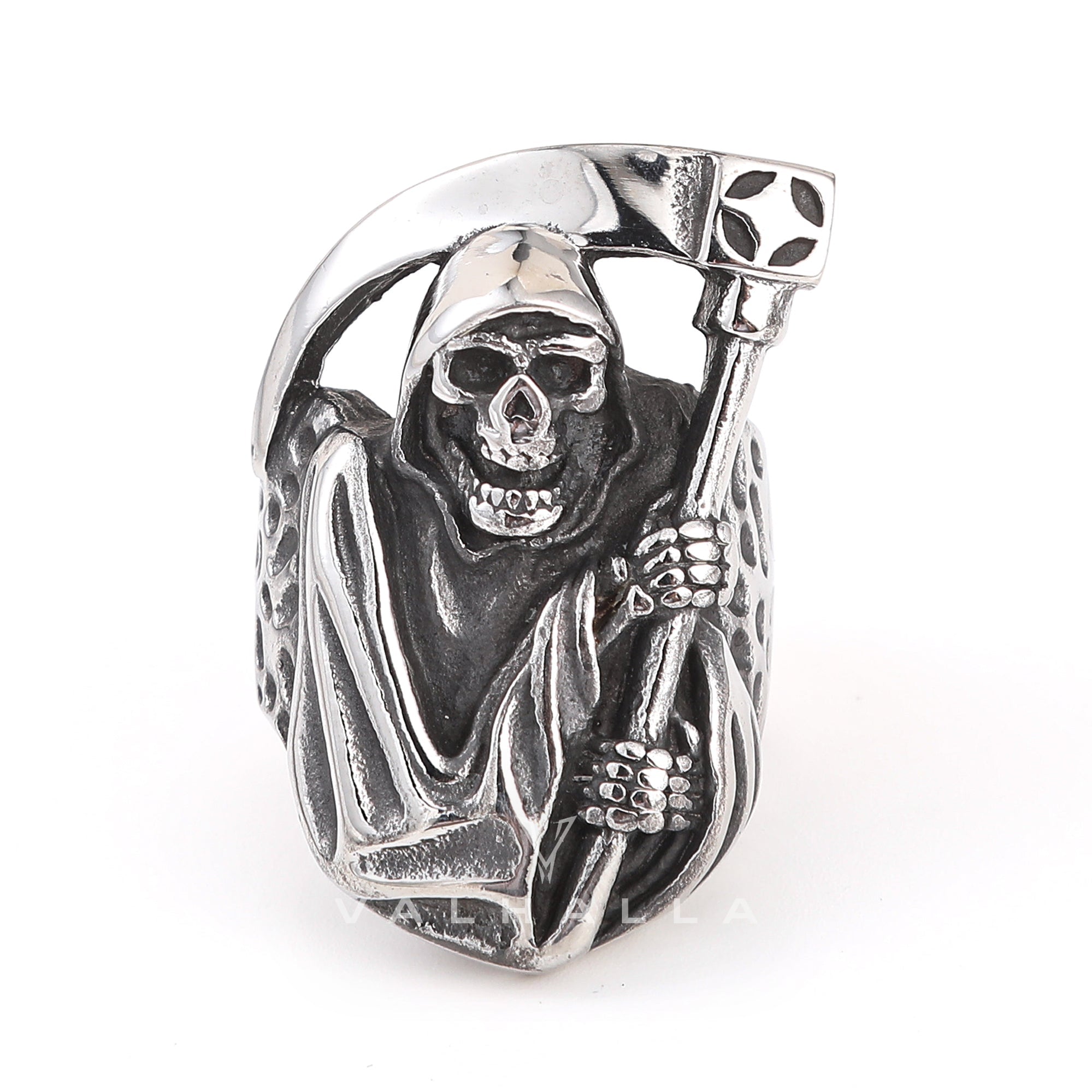 Death Sickle Stainless Steel Skull Ring
