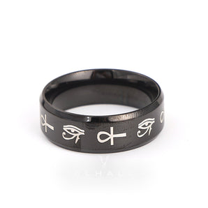 Eye of Ra Ankh Egyptian Symbols Stainless Steel Ring