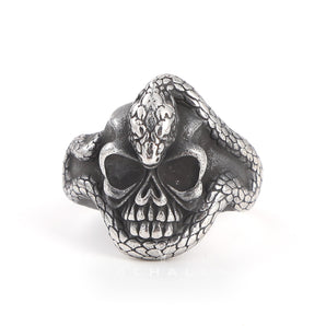 Coiled Snake Skull Stainless Steel Ring