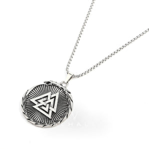 Valknut Stainless Steel Viking Dragon Pendant & Chain