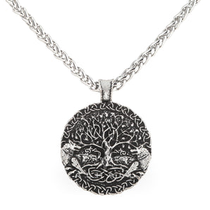 Yggdrasil and Wolves Viking Pendant & Chain