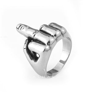 Soccer Middle Finger Stainless Steel Ring