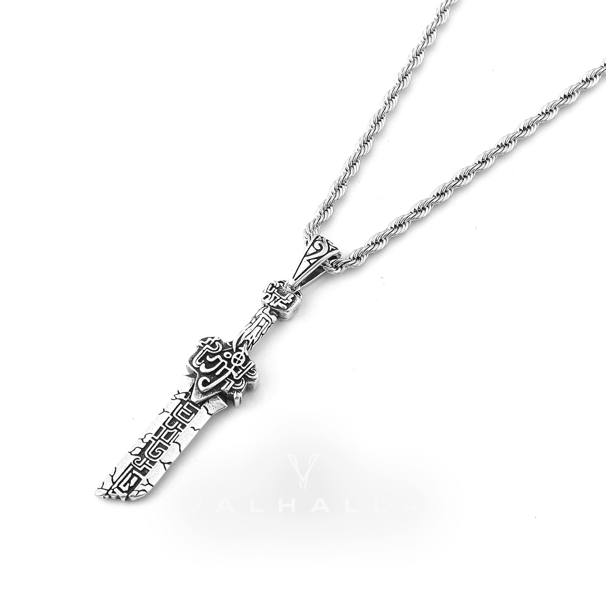 Antiquity Broken Sword 925 Silver Pendant & Chain