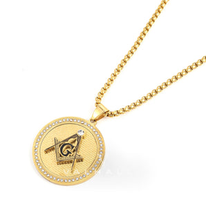 AG Stainless Steel Zircon Mason Pendant & Chain