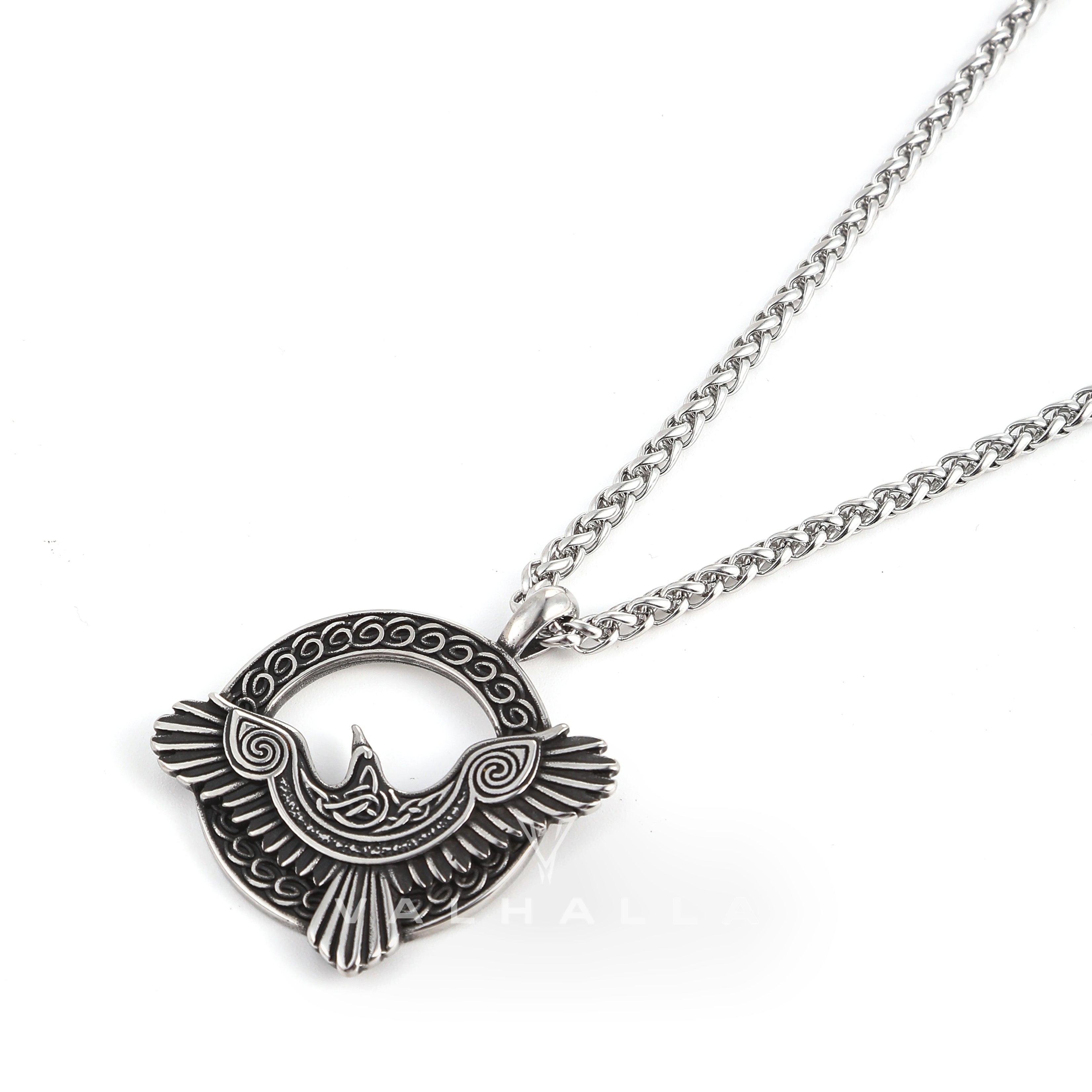 Celtic Knot Raven Pure Tin Viking Necklace Stainless Steel