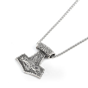 Viking Totem Thor’s Hammer Stainless Steel Pendant & Chain