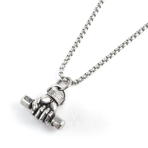 Fist Dumbbell Stainless Steel Pendant & Chain