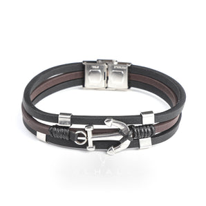 Vintage Multilayer Leather Anchor Bracelet