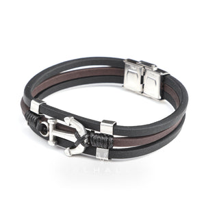 Vintage Multilayer Leather Anchor Bracelet