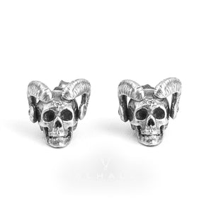 Vintage Goat Head Skull Stud Earrings