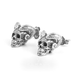 Vintage Goat Head Skull Stud Earrings