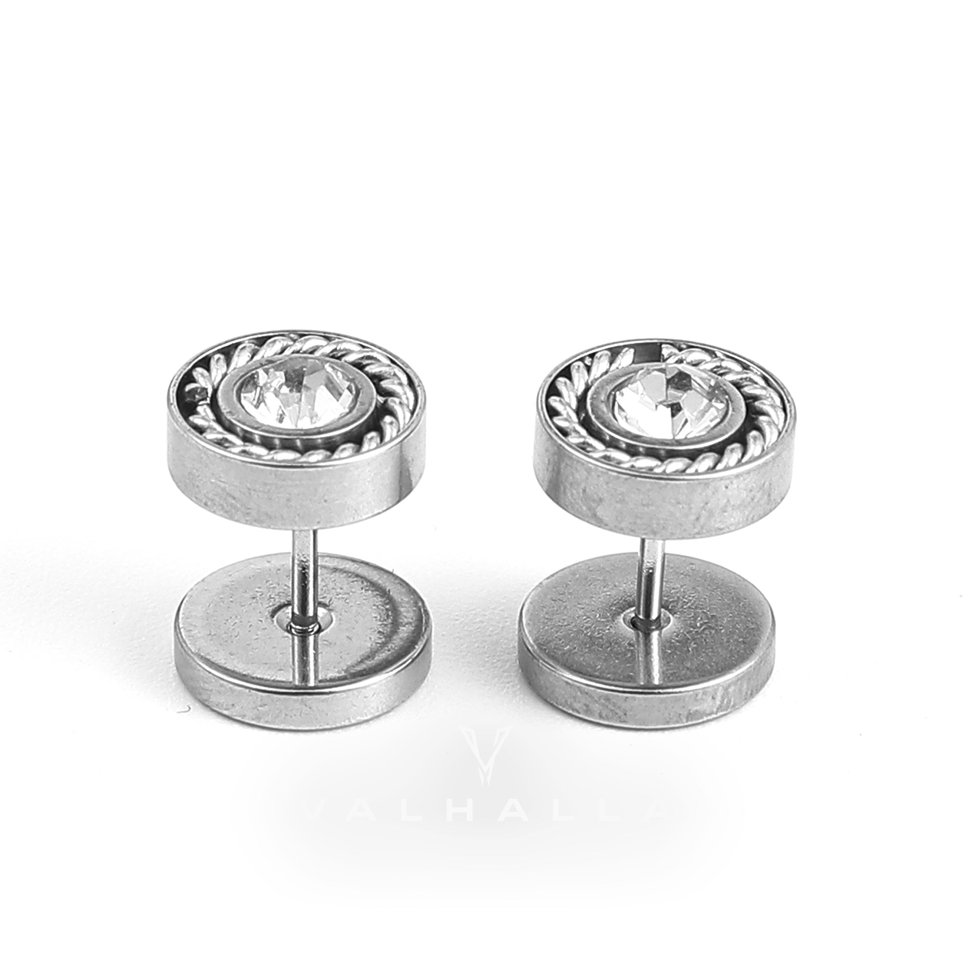 Minimalist Round Zircon Stainless Steel Stud Earrings