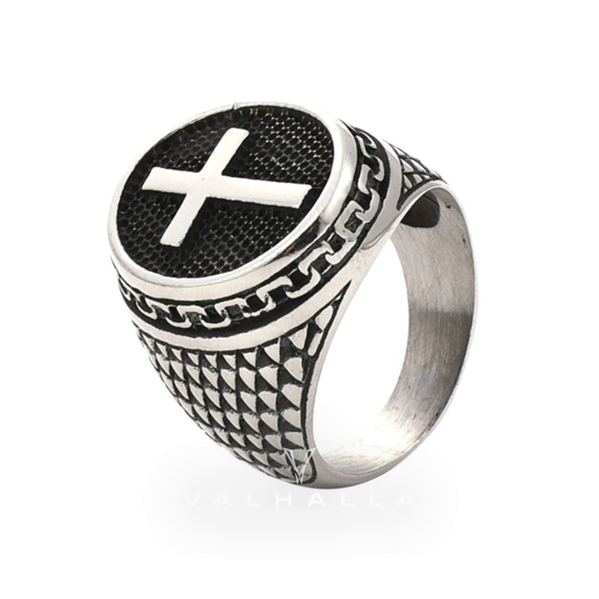 Dragon Scale Pattern Stainless Steel Cross Ring