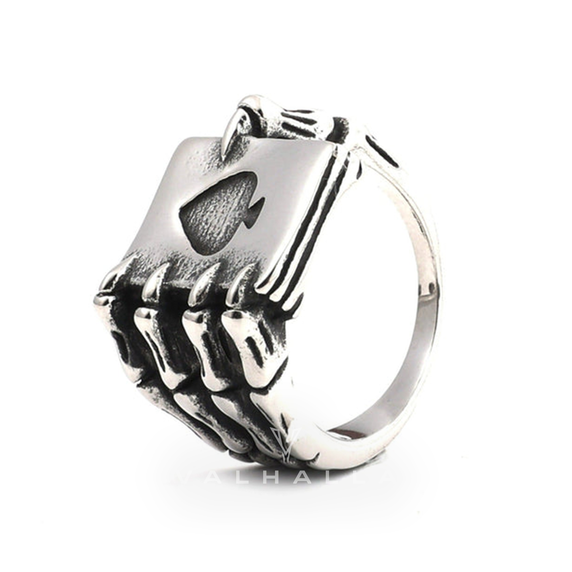 Playing Card Stainless Steel Skull Ring