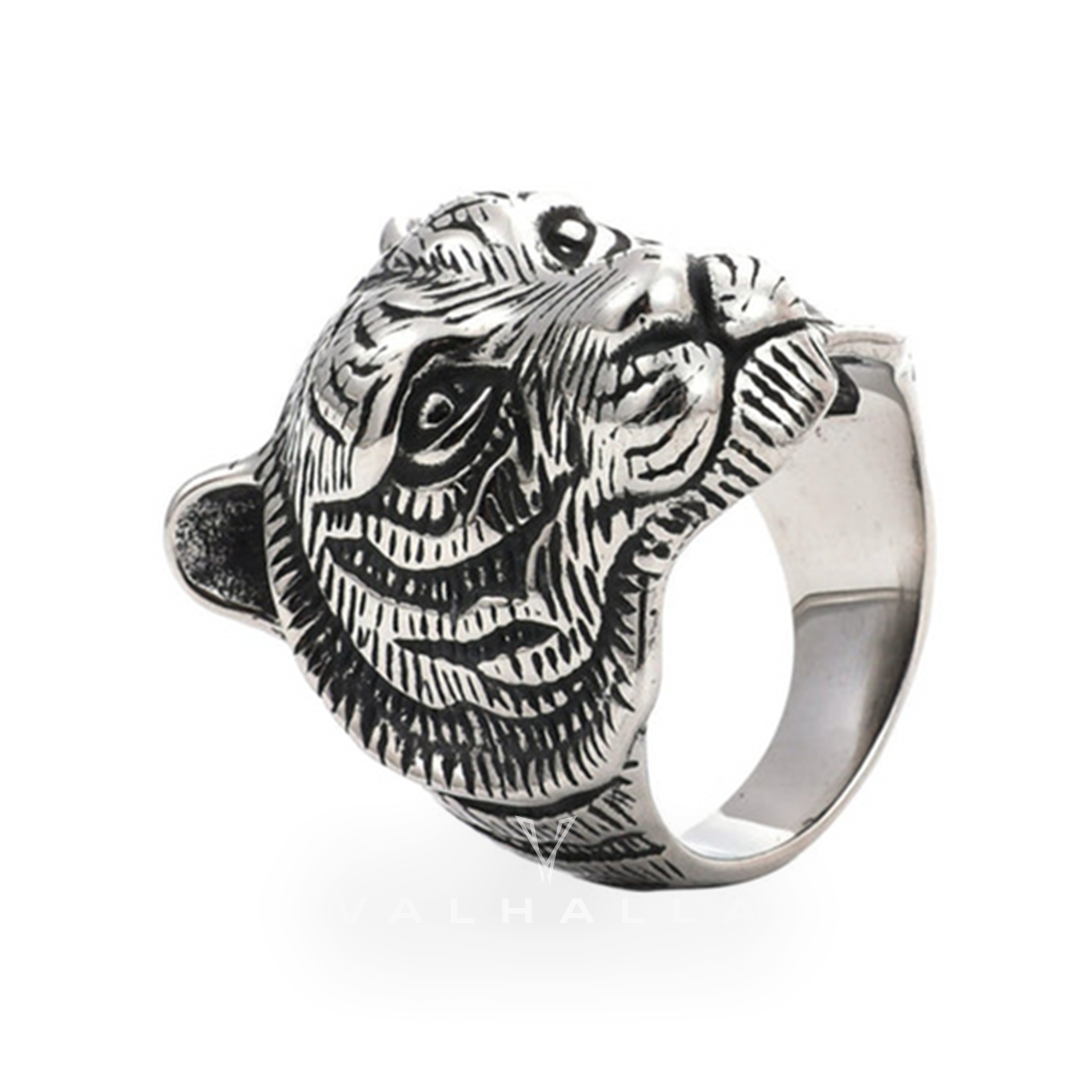 Roaring Tiger Stainless Steel Open Ring
