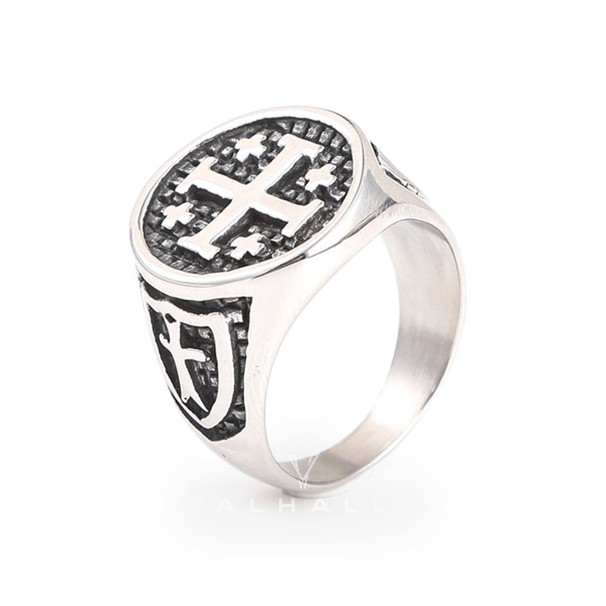 Simple Jerusalem Cross Stainless Steel Ring
