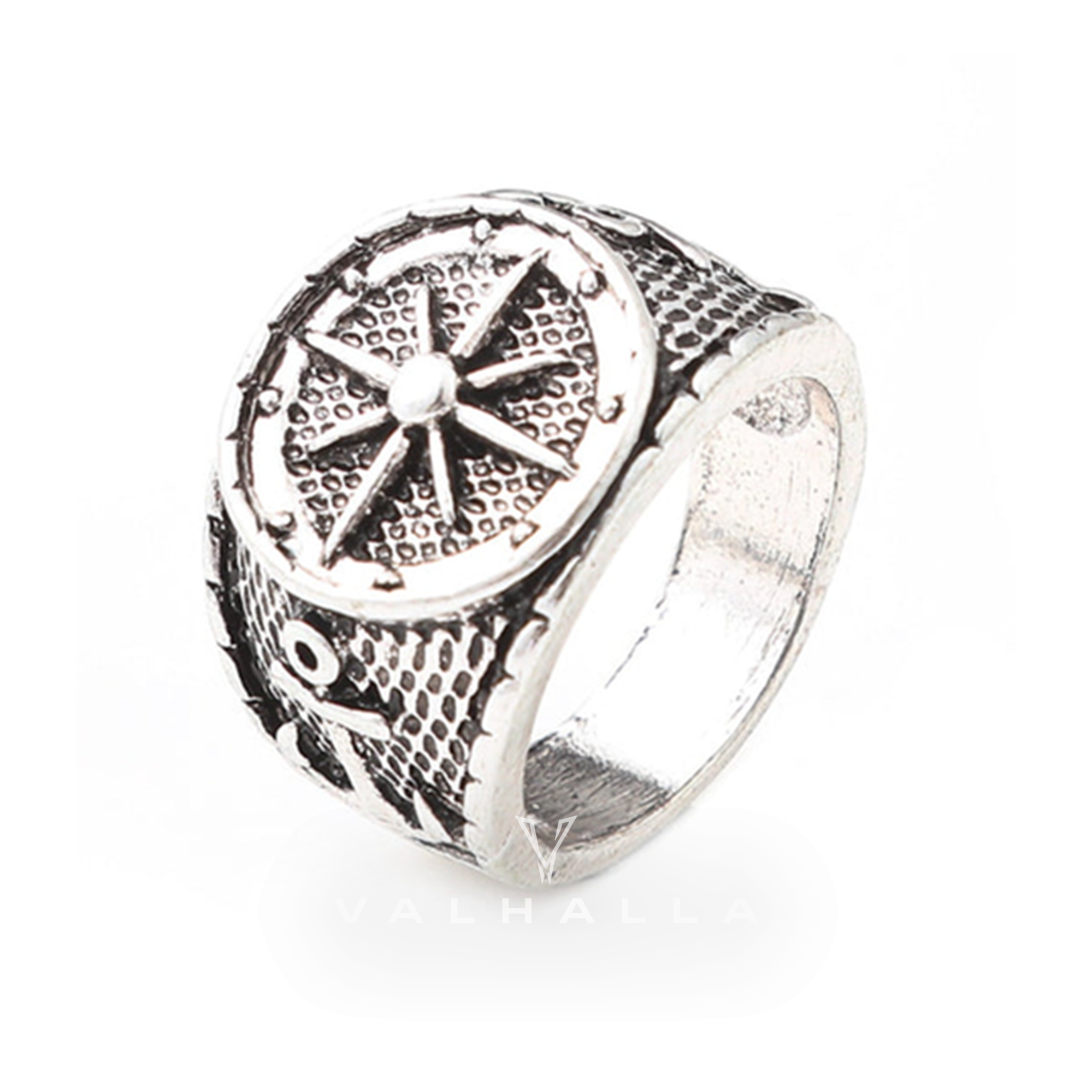 Striking Anchor And Compass Marine Ring