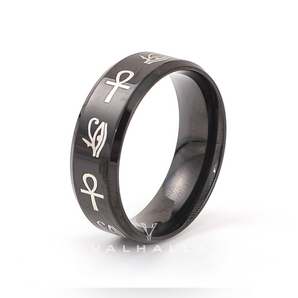 Eye of Ra Ankh Egyptian Symbols Stainless Steel Ring