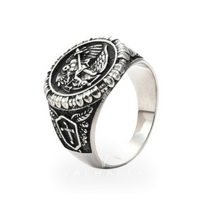 Archangel Saint Michael Stainless Steel Men’s Ring Handcrafted