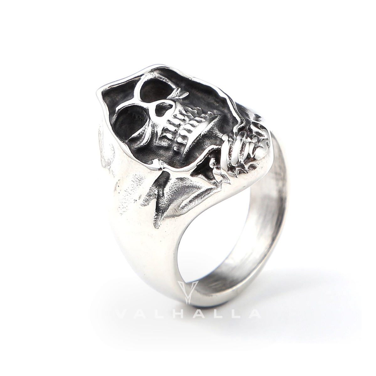Vintage Grim Reaper Stainless Steel Skull Ring