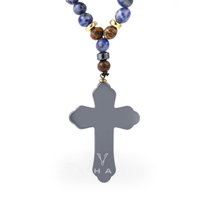 Budded Cross Stone Bead Necklace