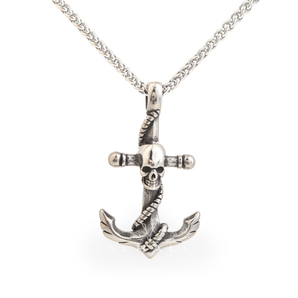 Anchor Stainless Steel Skull Pendant & Chain