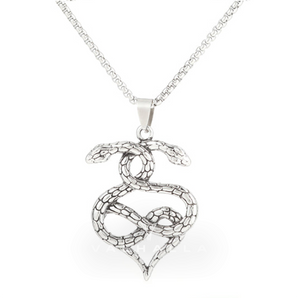 Double-Snake Winding Stainless Steel Pendant & Chain