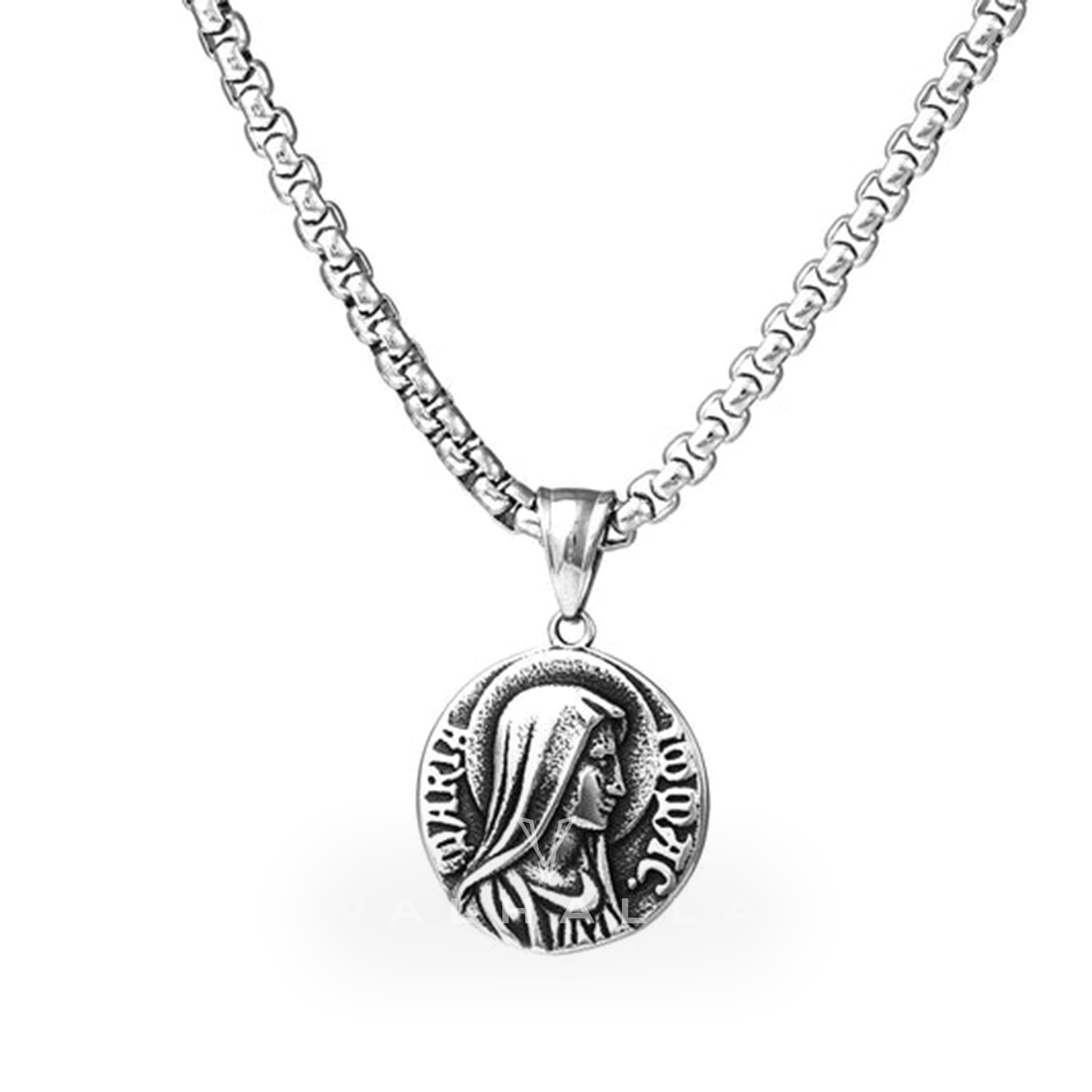 Jesus and Virgin Stainless Steel Pendant & Chain