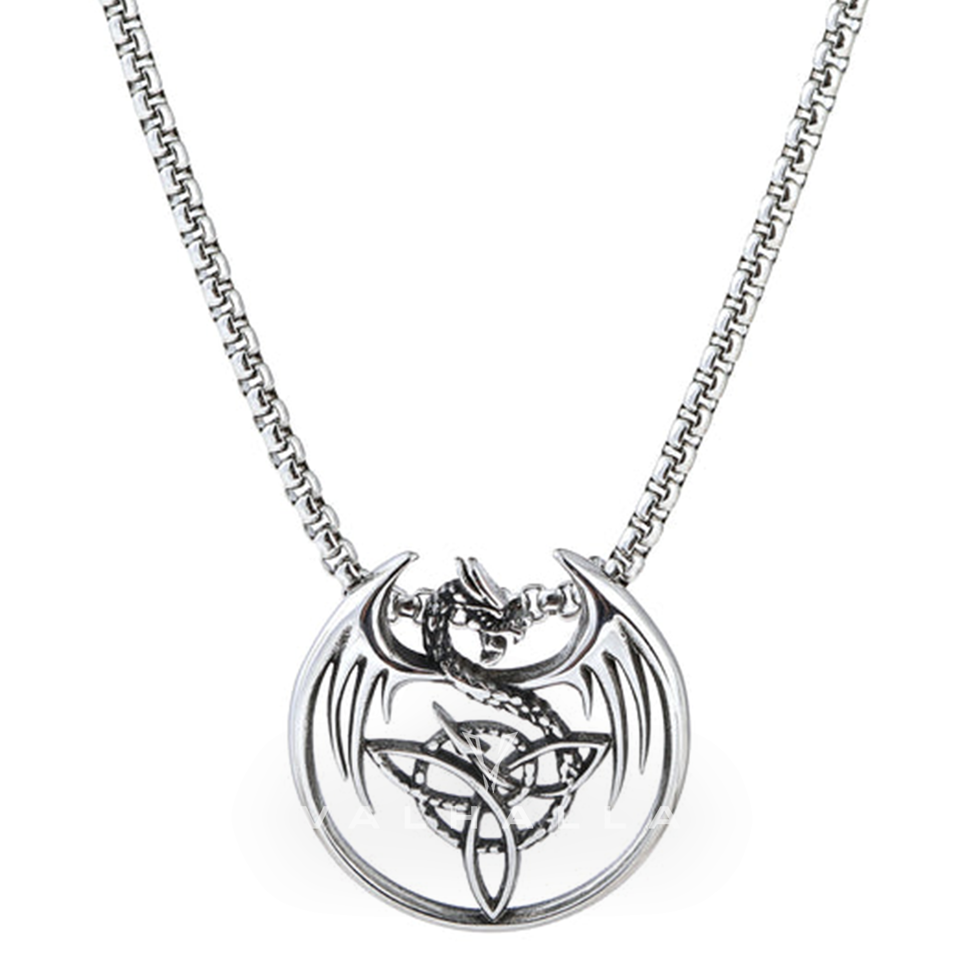 Norse Celtic Dragon Stainless Steel Pendant & Chain