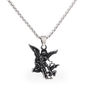 St. Michael Archangel Stainless Steel Religion Pendant & Chain