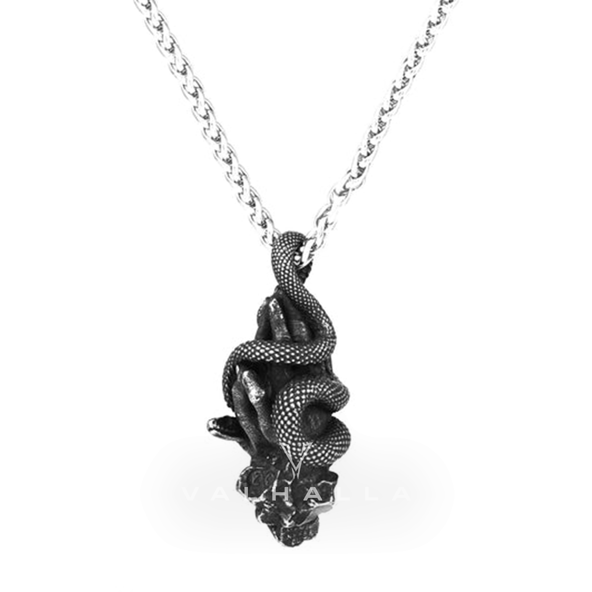 Snake Wrapped Fingers Stainless Steel Animal Pendant & Chain