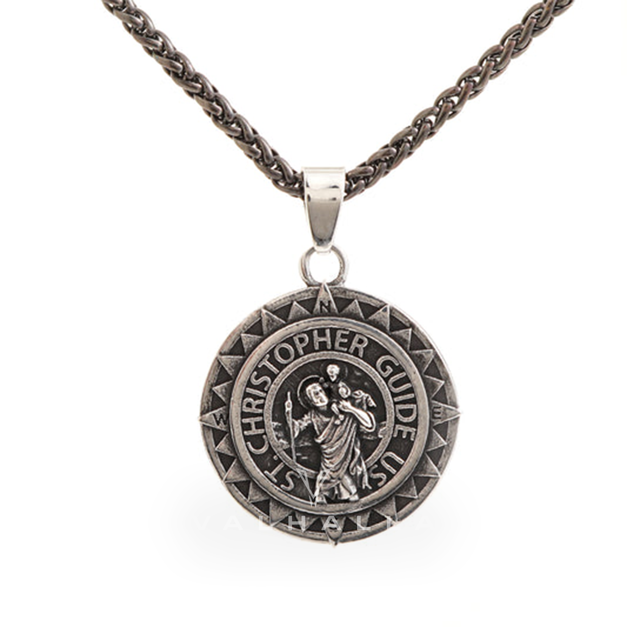 St. Christopher Protect Us Stainless Steel Pendant & Chain