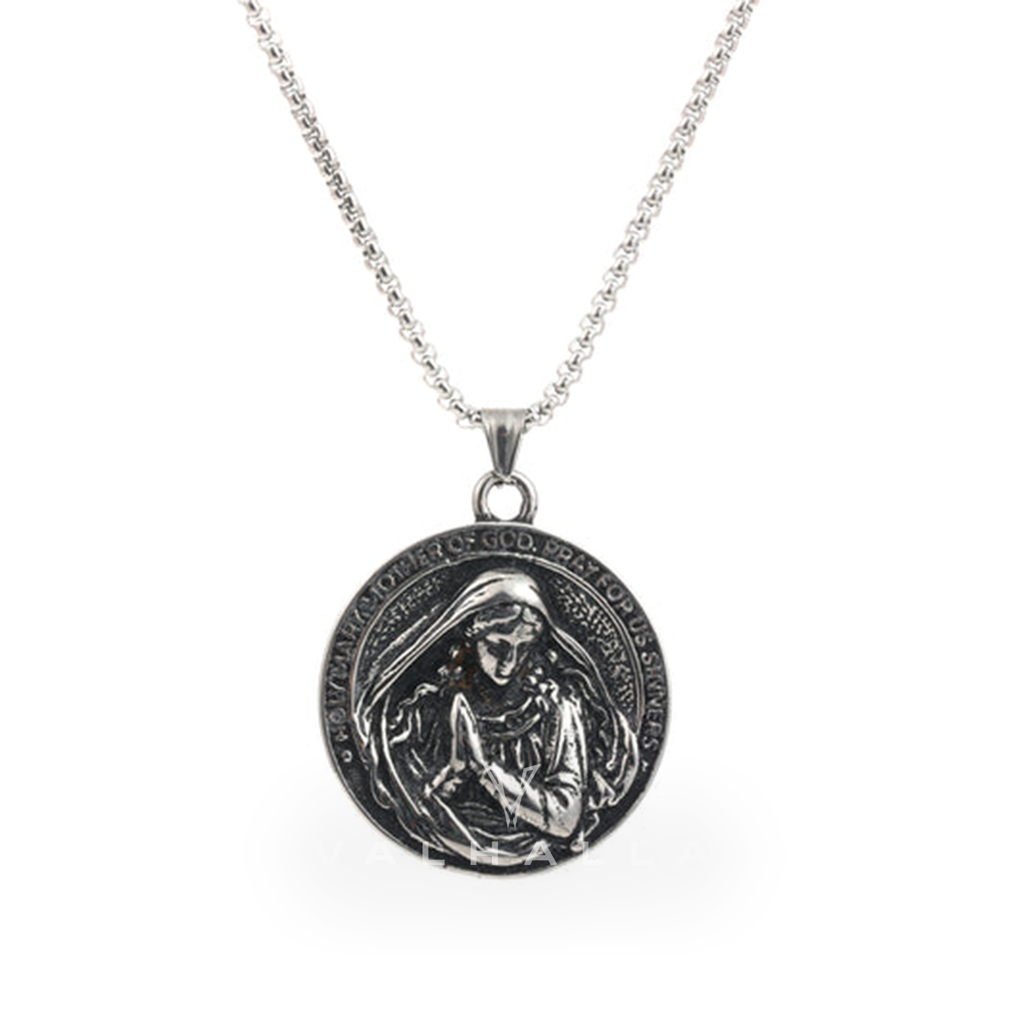 The Virgin in Prayer Pure Tin Necklace Stainless Steel
