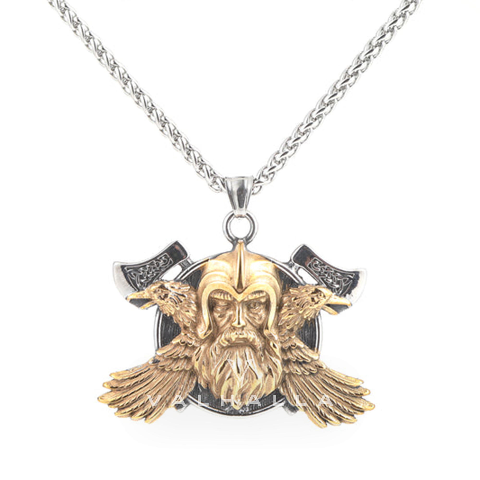 Tomahawk Odin Raven Stainless Steel Viking Pendant & Chain