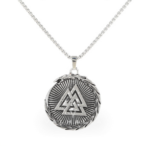 Valknut Stainless Steel Viking Dragon Pendant & Chain