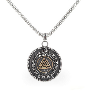 Valknut Ouroboros Stainless Steel Viking Pendant & Chain