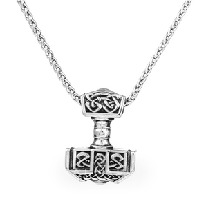 Viking Mjolnir Thor's Hammer Stainless Steel Pendant & Chain