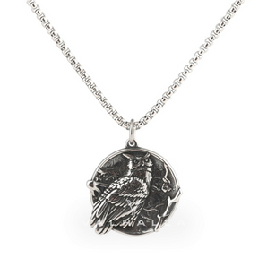 Wisdom Owl Stainless Steel Pendant & Chain