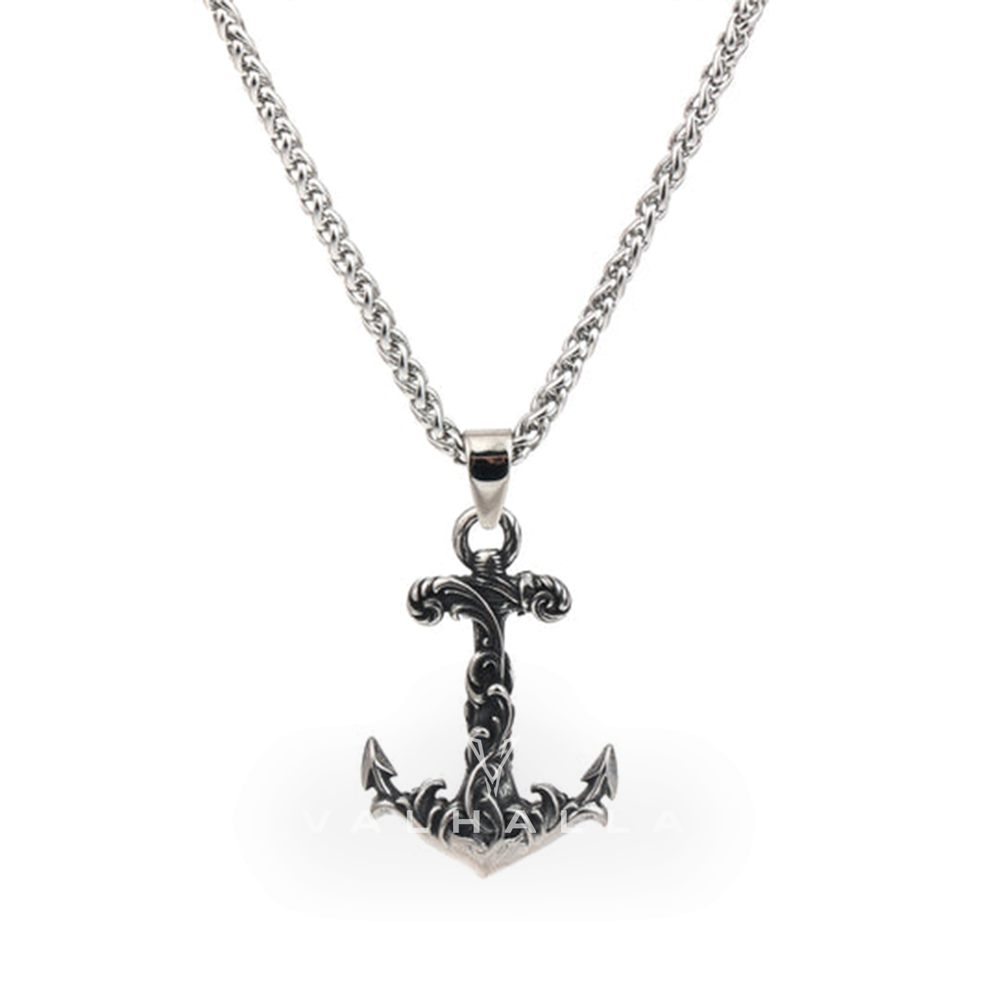 Wave Anchor Stainless Steel Marine Pendant & Chain
