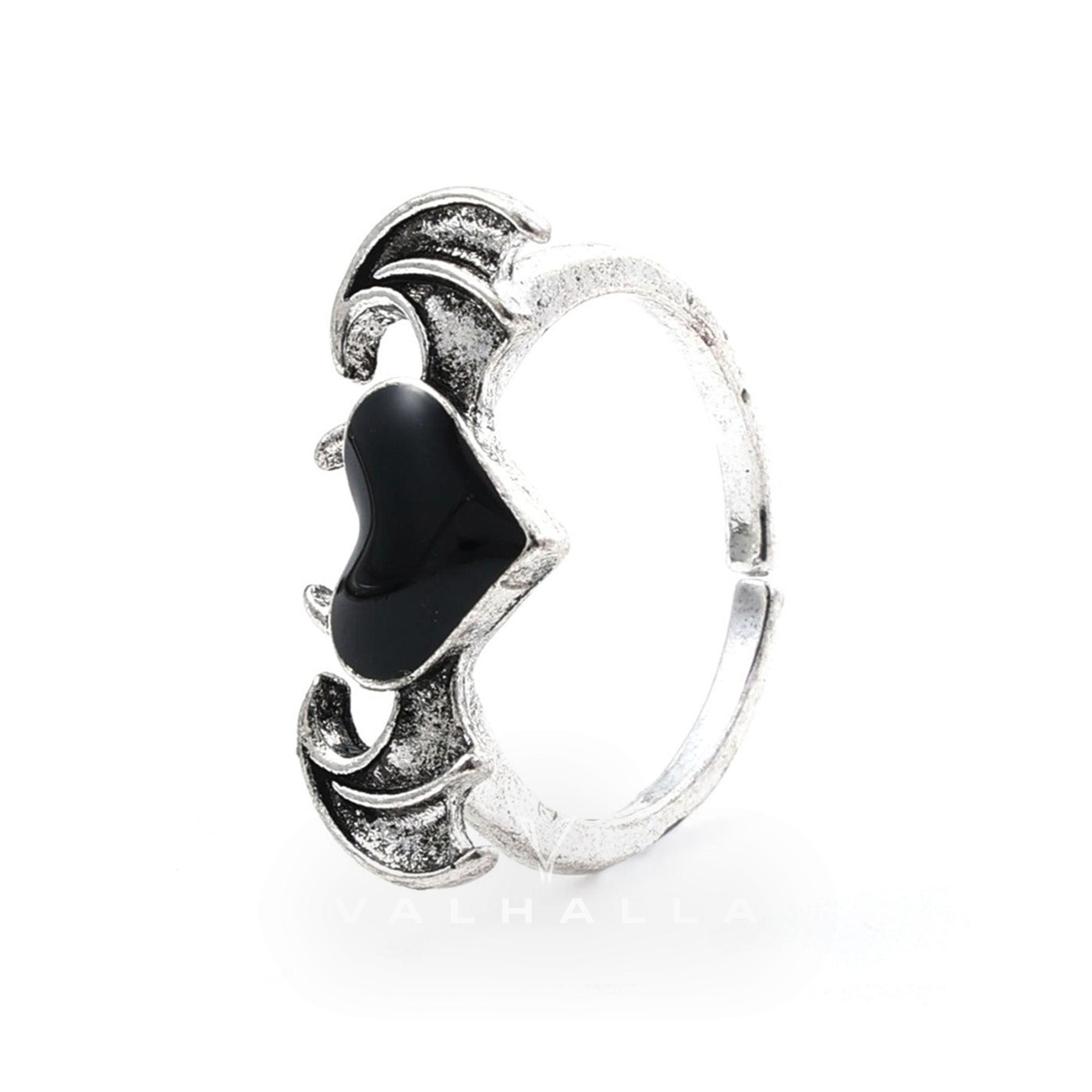 Bat And Heart Gothic Ring
