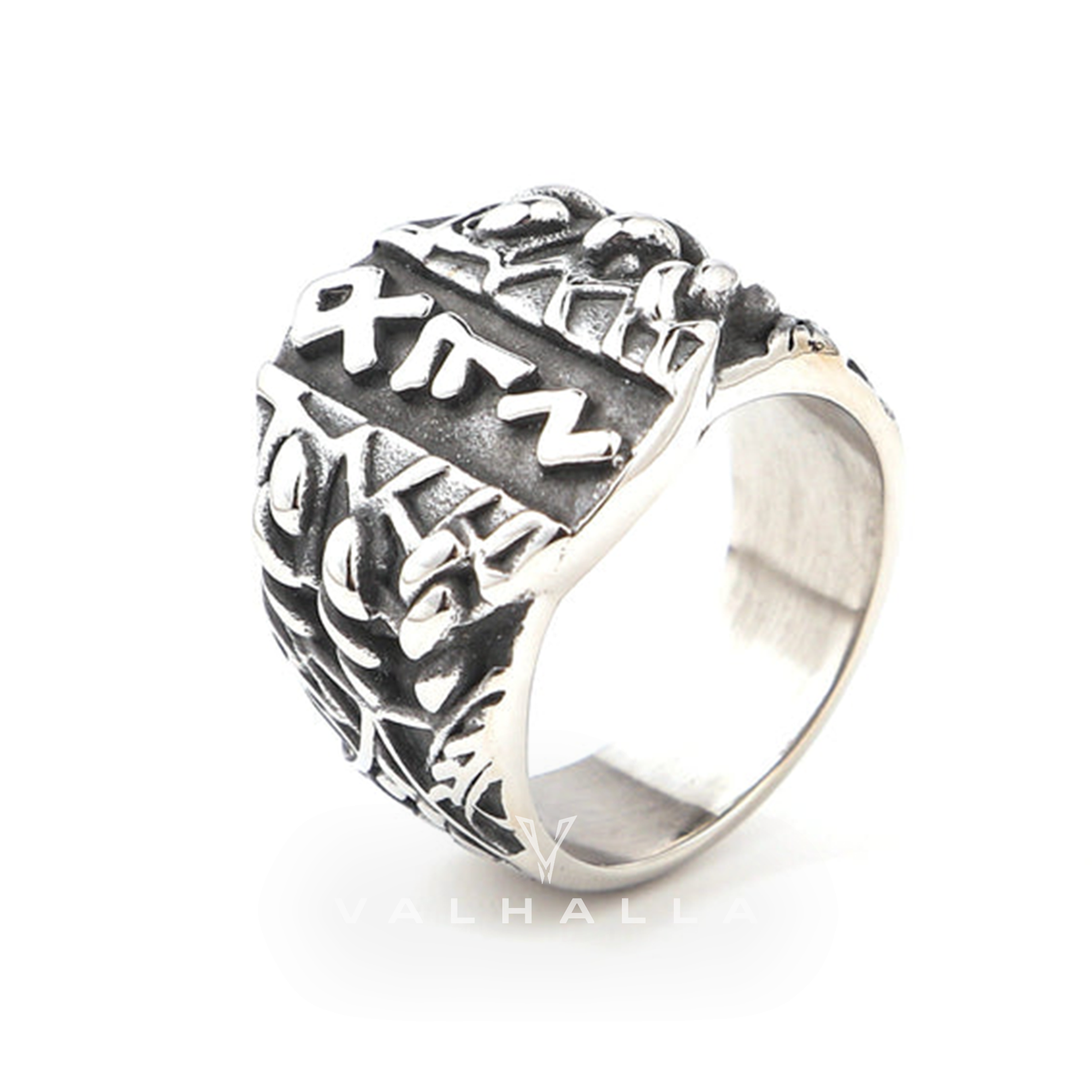 Handcrafted Stainless Steel Triple Rune Ring