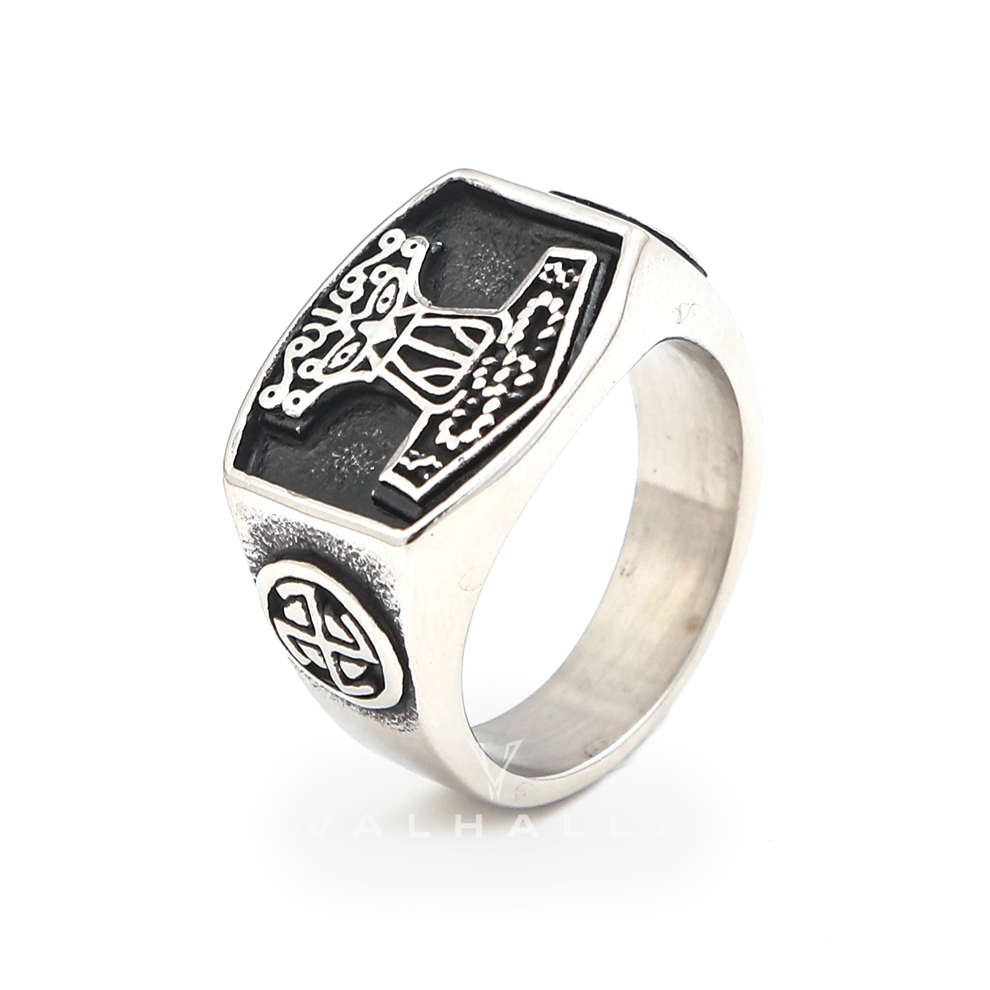 Handcrafted Stainless Steel 'Aged' Mjolnir Signet Ring