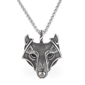 Handcrafted Stainless Steel Fenrir Pendant & Chain on Handcrafted Stainless Steel Chain